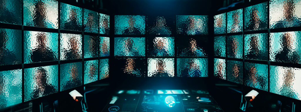 Sala virtual de videoconferência com várias pessoas discutindo em tempo real, simulando uma aula online.